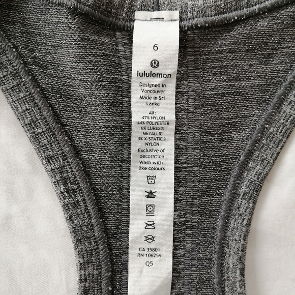 Lululemon Swiftly Tech Sparkle Tank Top Heathered Gray Black w Silver Metallic 6 - Picture 11 of 15
